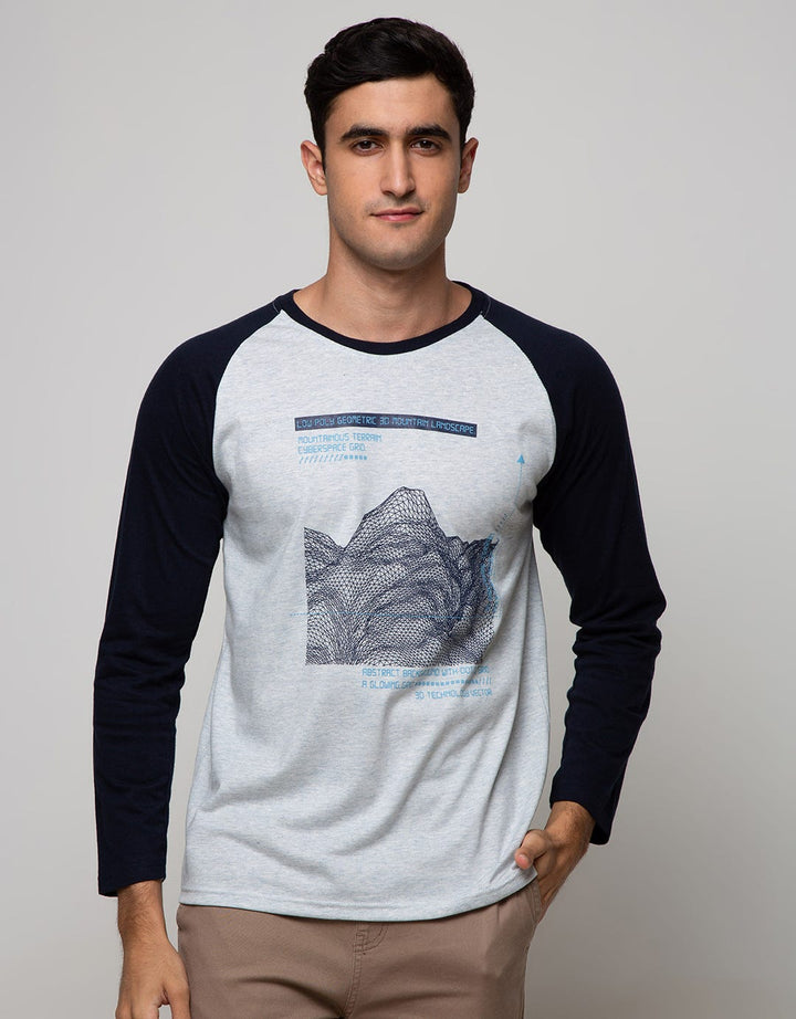 T Zone Long Sleeve Raglan T-Shirt Print Geometric