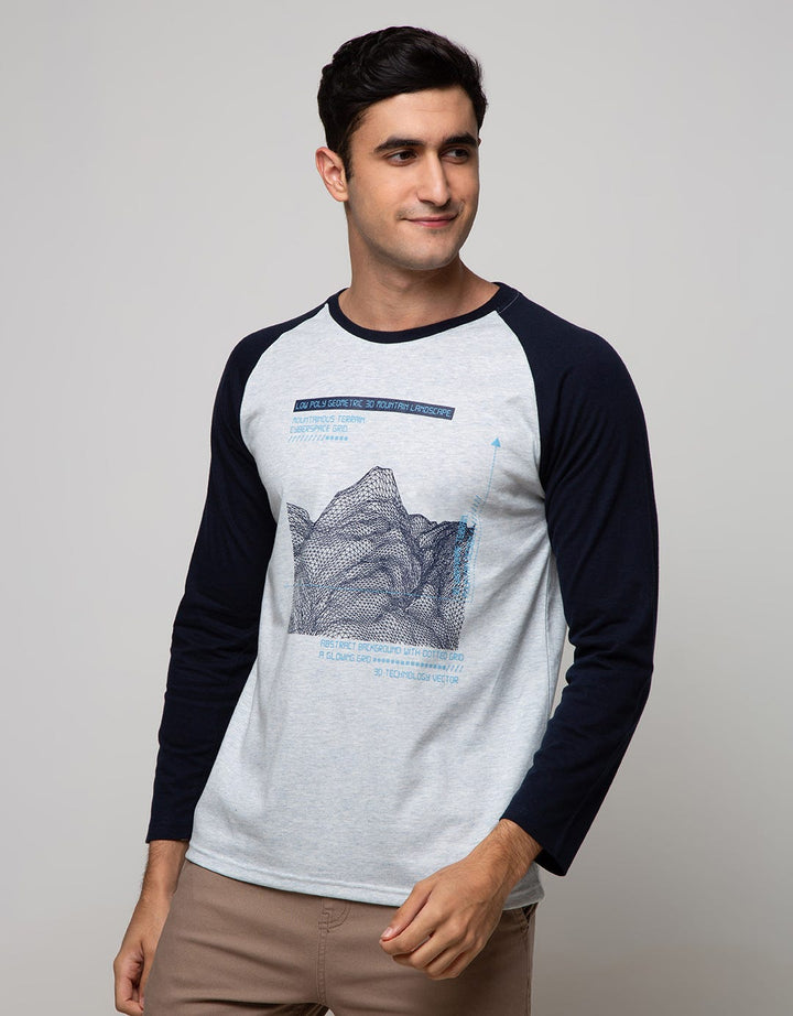 T Zone Long Sleeve Raglan T-Shirt Print Geometric