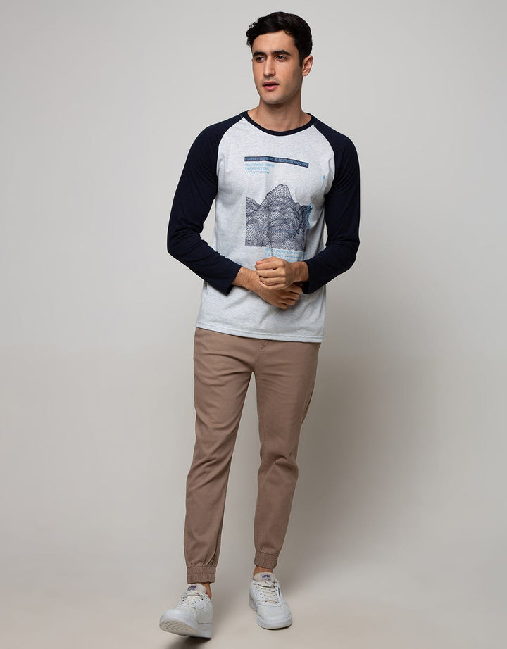 T Zone Long Sleeve Raglan T-Shirt Print Geometric