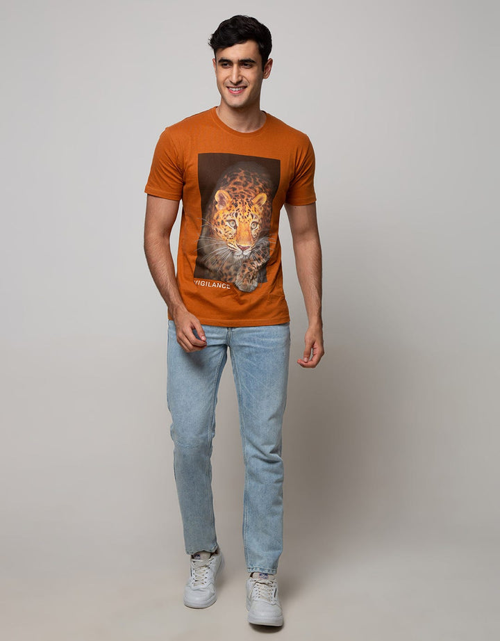 T Zone Short Sleeve T-Shirt Photoprint Animal Tiger