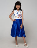 Donita Dress Party Anak Flower Bordir Skirt Electric Blue