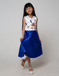 Donita Dress Party Anak Flower Bordir Skirt Electric Blue