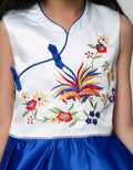 Donita Dress Party Anak Flower Bordir Skirt Electric Blue