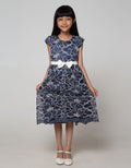 Donita Dress Party Anak Brokat Navy List