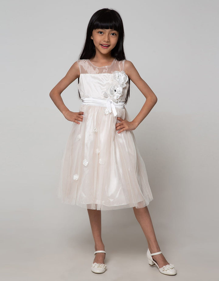 Donita Dress Party Anak Tille Cream Flower