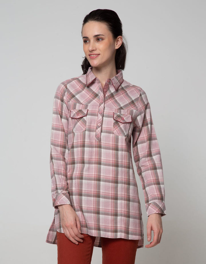Triset Casual Blouse Women Plaid Motif 