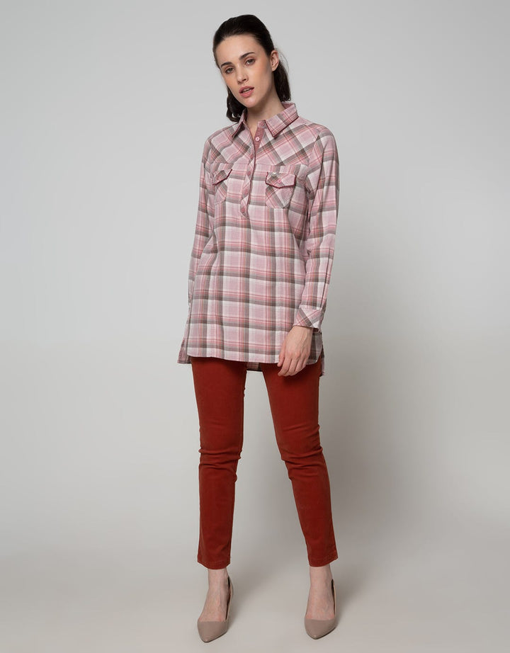 Triset Casual Blouse Women Plaid Motif 