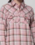 Triset Casual Blouse Wanita Plaid Motif