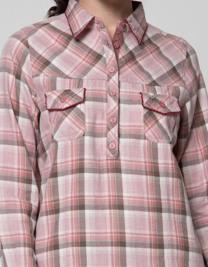 Triset Casual Blouse Women Plaid Motif 