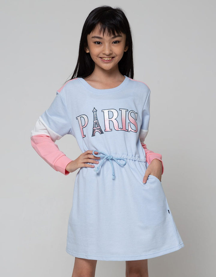 Nevada Long Sleeve Midi Dress Cut N Sewn Print Paris