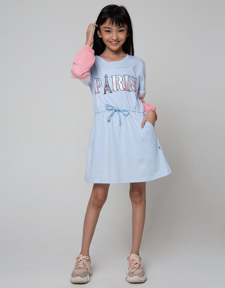 Nevada Long Sleeve Midi Dress Cut N Sewn Print Paris