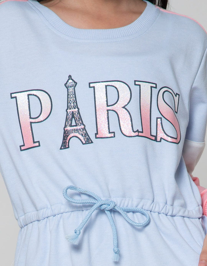 Nevada Long Sleeve Midi Dress Cut N Sewn Print Paris