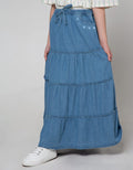 Nevada Maxi Denim Skirt With Heart Embro