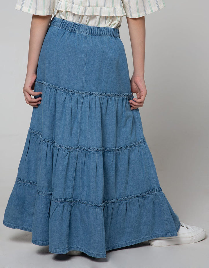Nevada Maxi Denim Skirt With Heart Embro