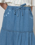 Nevada Maxi Denim Skirt With Heart Embro