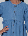 Little M Long Sleeve Midi Dress Denim Bordir Unicorn