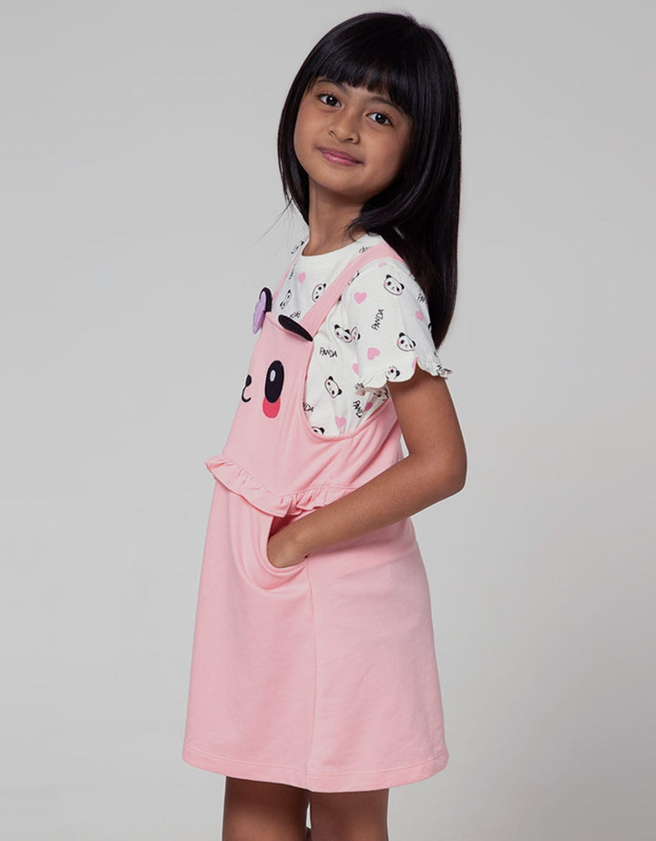 Little M Short Sleeve Midi Dress Overall Inner Panda
