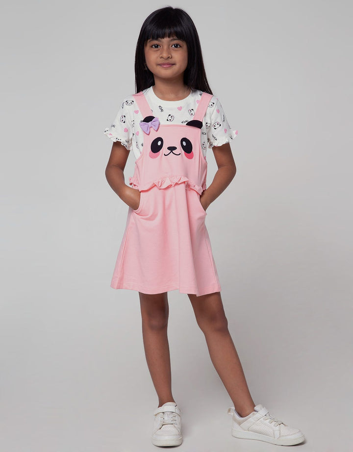 Little M Short Sleeve Midi Dress Overall Inner Panda