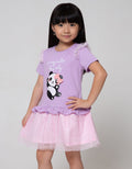 Little M Short Sleeve Midi Dress Panda Ruffle Bawah Tile