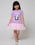 Little M Short Sleeve Midi Dress Panda Ruffle Bawah Tile