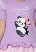 Little M Short Sleeve Midi Dress Panda Ruffle Bawah Tile