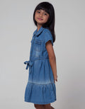 Little M Short Sleeve Midi Dress Collar Down Stacked