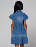 Little M Short Sleeve Midi Dress Collar Down Stacked