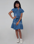 Little M Short Sleeve Midi Dress Collar Down Stacked