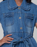 Little M Short Sleeve Midi Dress Collar Down Stacked