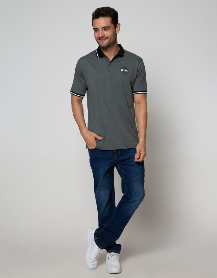 Nevada Short Sleeve Polo Shirt Basic With Print Logo Brand
