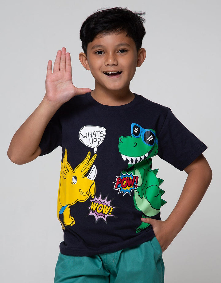 Little M Short Sleeve T-Shirt Dino Cucuk Whats Up Laken Bordir