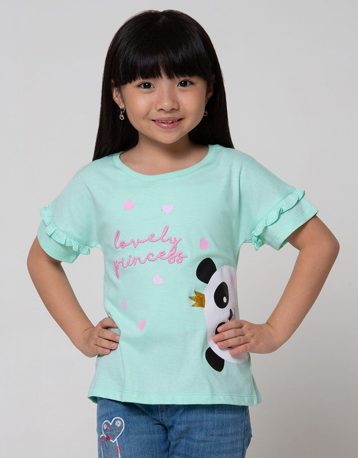 Little M Short Sleeve T-Shirt Lovely Panda Ruffle