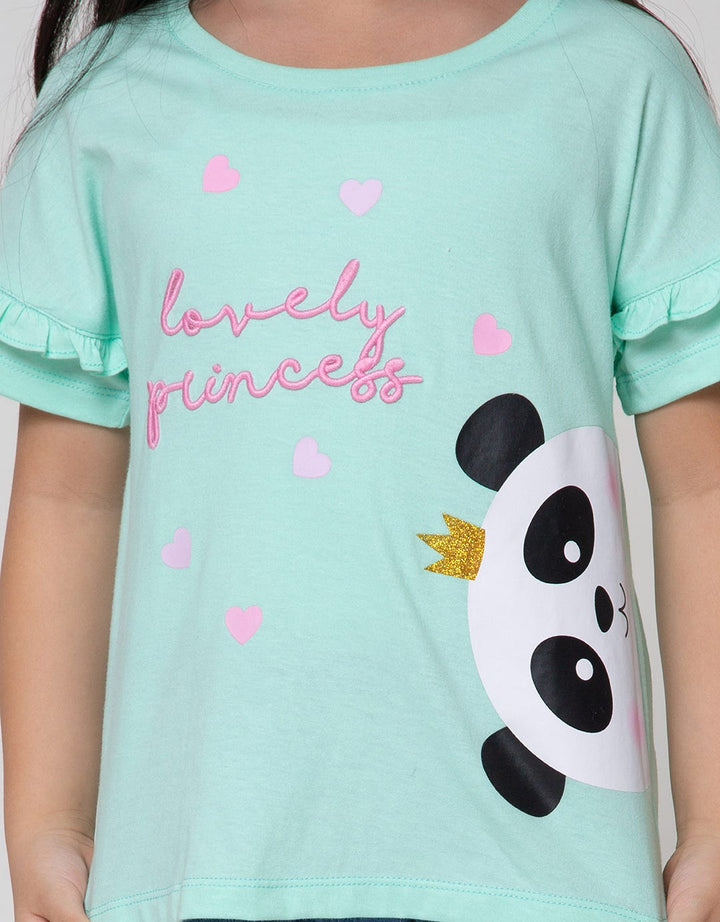 Little M Short Sleeve T-Shirt Lovely Panda Ruffle