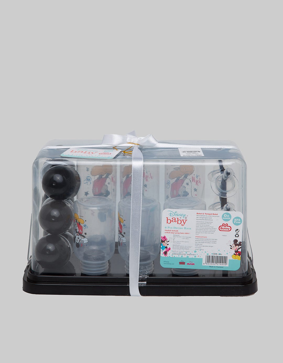 Disney Feeding Bottle Drying Rack With 3 x 4Oz Bottles, 3 x 8Oz Bottles, Hood, Cap &amp; Silicone Nipple