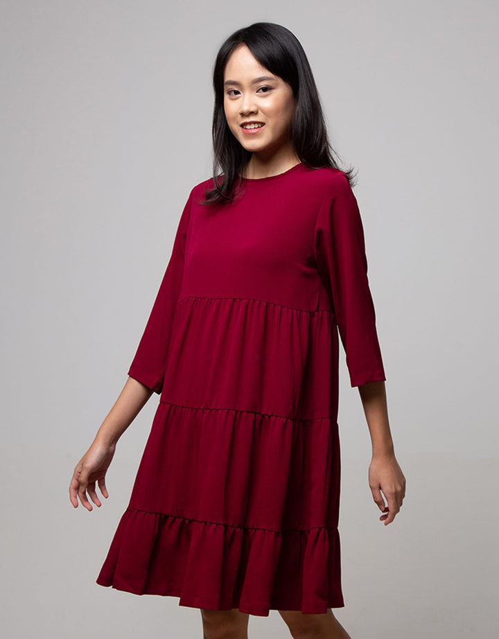 Connexion Long Sleeve Midi Dress Tiered