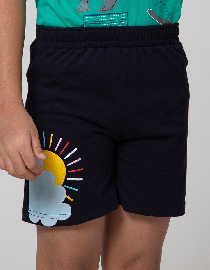 Little M Short Pants Short Screen Printing Sun Clouds