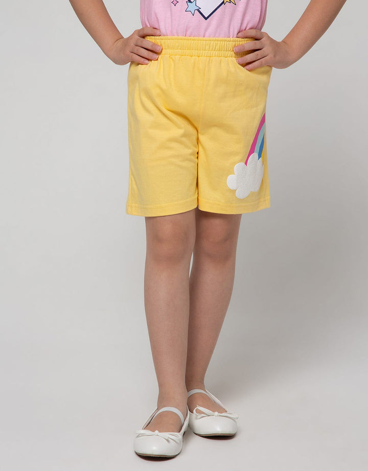 Little M Short Pants Short Rainbow Cloud Screen Printing