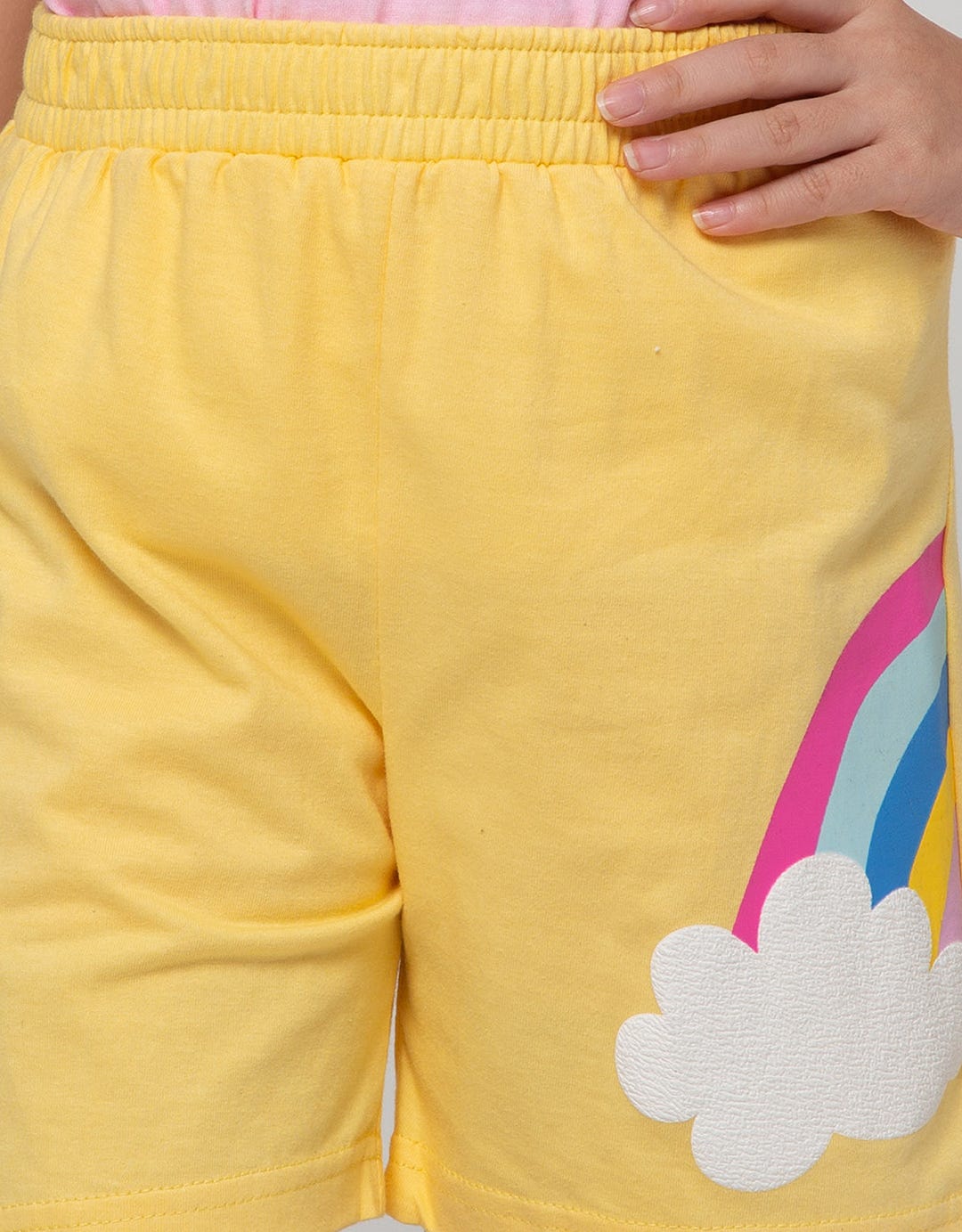 Little M Short Pants Short Rainbow Cloud Screen Printing