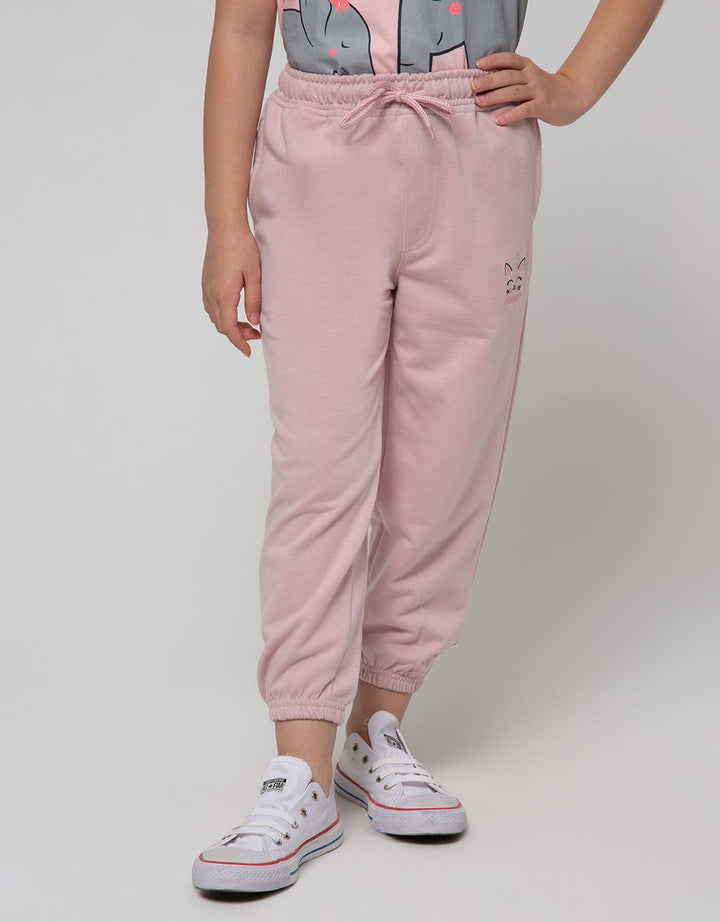 Little M Jogger Knit Basic Embroidered Meow Cat