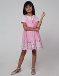 Little M Short Sleeve Midi Dress Overall Print Bunga