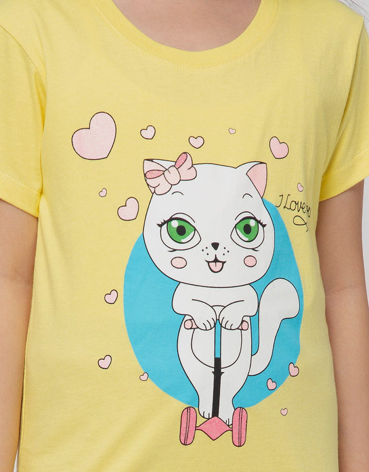 Little M Short Sleeve T-Shirt Cat Scooter