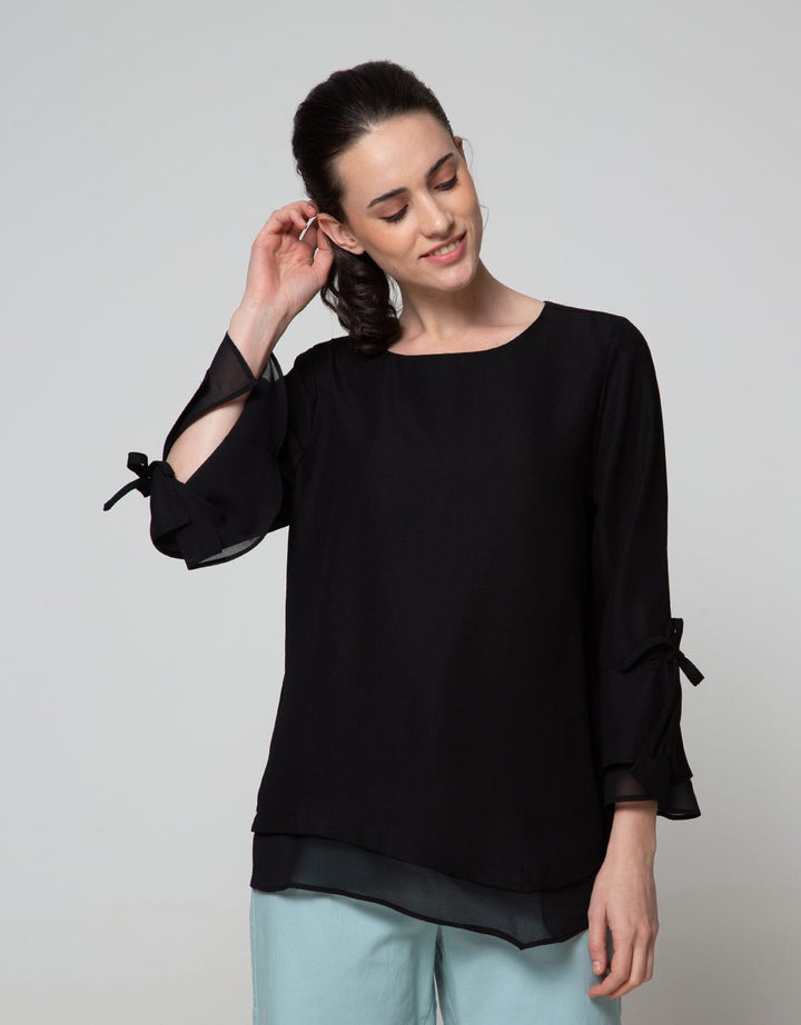 St. Yves Long Sleeve Blouse 78 Creepe Comb Sifon Bell