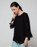 St. Yves Long Sleeve Blouse 78 Creepe Comb Sifon Bell