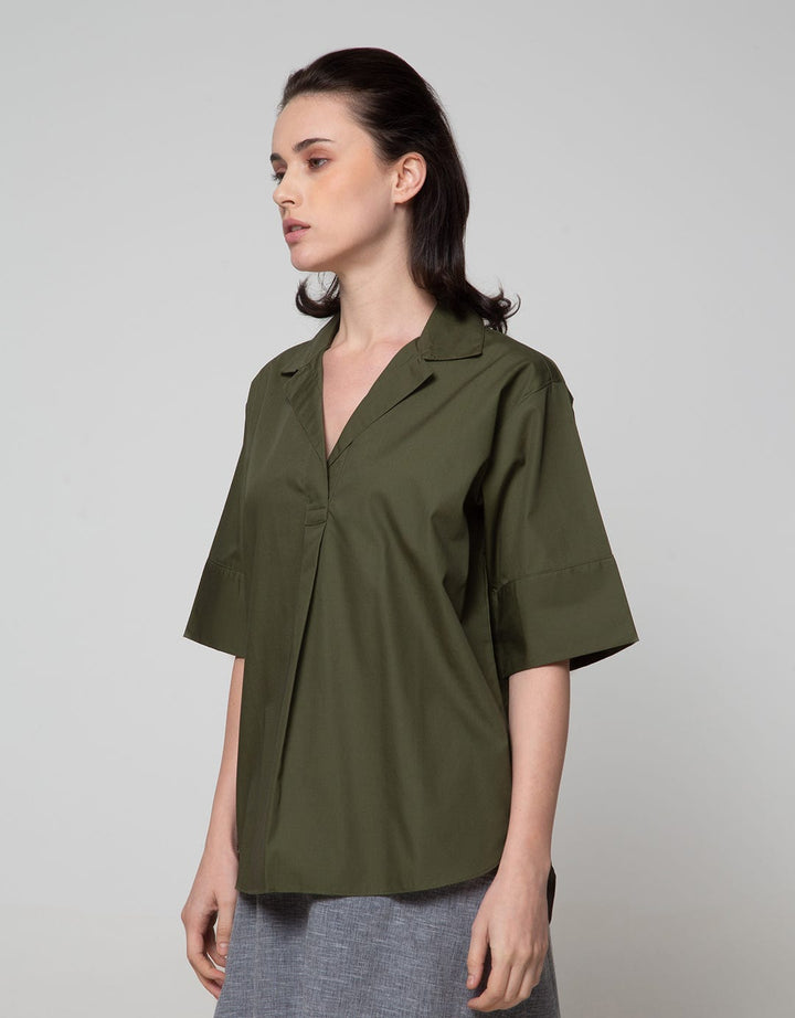 St. Yves Short Sleeve Blouse Cotton Easy Care