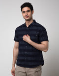 Watchout Jeans Short Sleeve Stripe Shirt