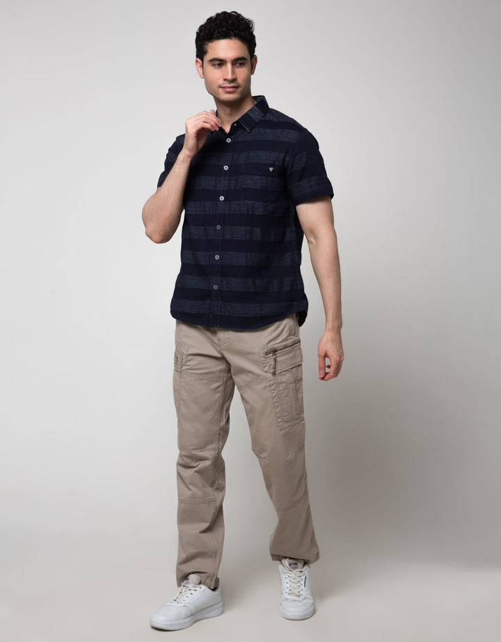 Watchout Jeans Short Sleeve Stripe Shirt