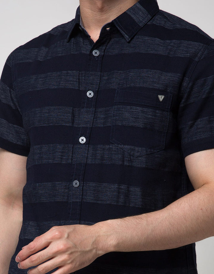Watchout Jeans Short Sleeve Stripe Shirt