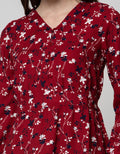 Connexion Long Sleeve Blouse V-neck Cut N Sewn Print Flower CNY