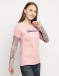 3SECOND T-shirt Lengan Panjang Detail Print Brand