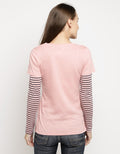 3SECOND T-shirt Lengan Panjang Detail Print Brand